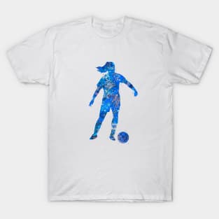 Soccer player girl blue art T-Shirt